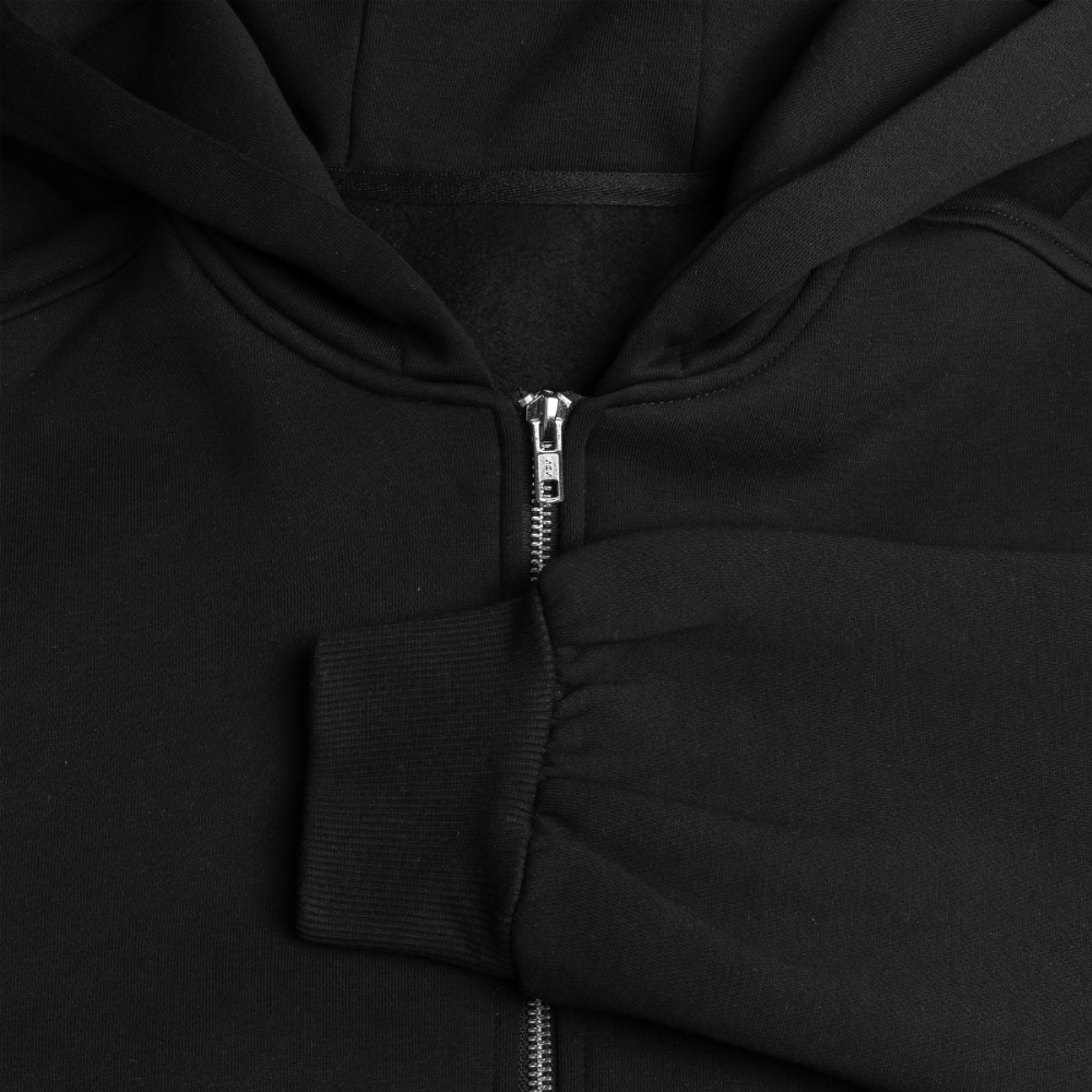 Frauen Oversized Cropped Kapuzenjacke - Schwarz