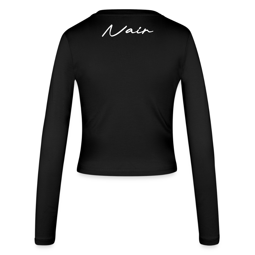 Frauen Slim Fit Langarmshirt - Schwarz