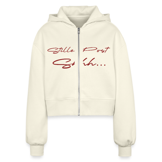 Frauen Oversized Cropped Kapuzenjacke - Natur