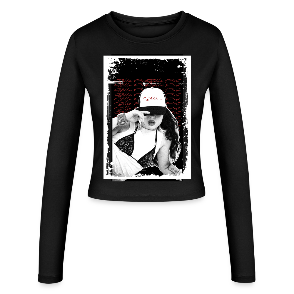 Frauen Slim Fit Langarmshirt - Schwarz