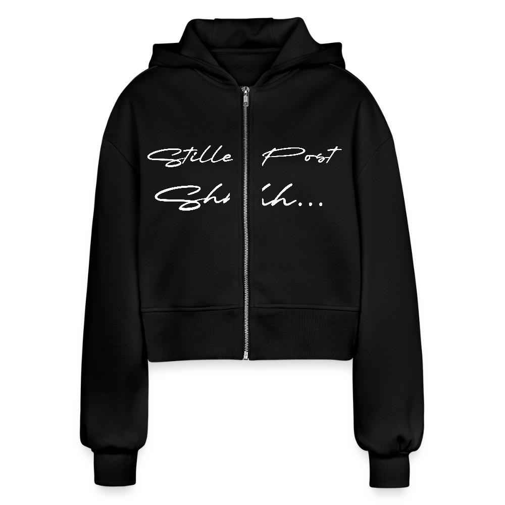 Frauen Oversized Cropped Kapuzenjacke - Schwarz