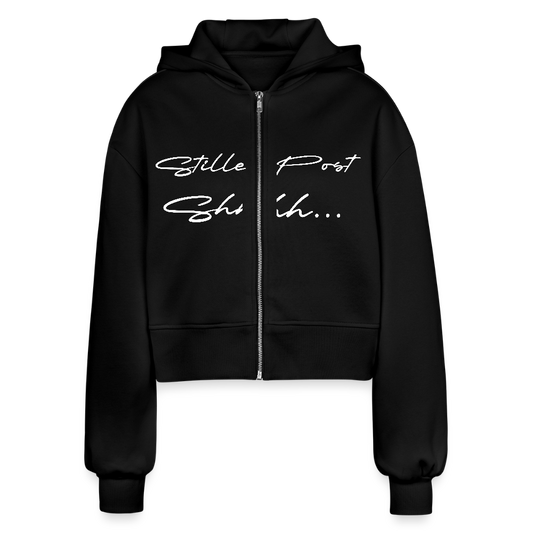 Frauen Oversized Cropped Kapuzenjacke - Schwarz