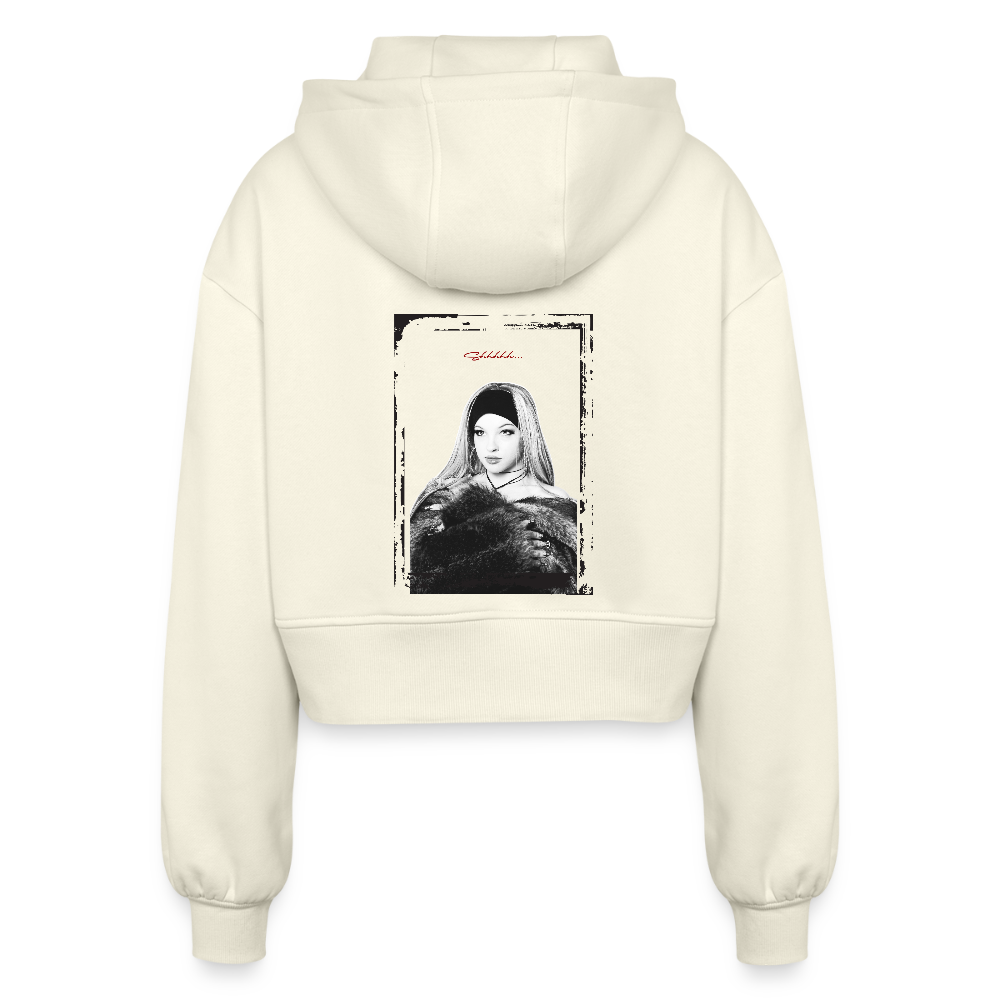 Frauen Oversized Cropped Kapuzenjacke - Natur