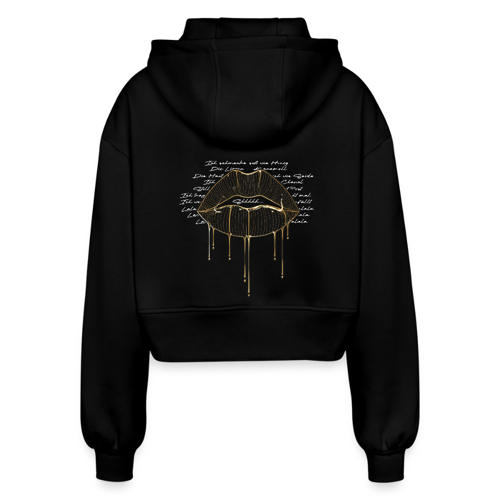 Frauen Oversized Cropped Kapuzenjacke - Schwarz